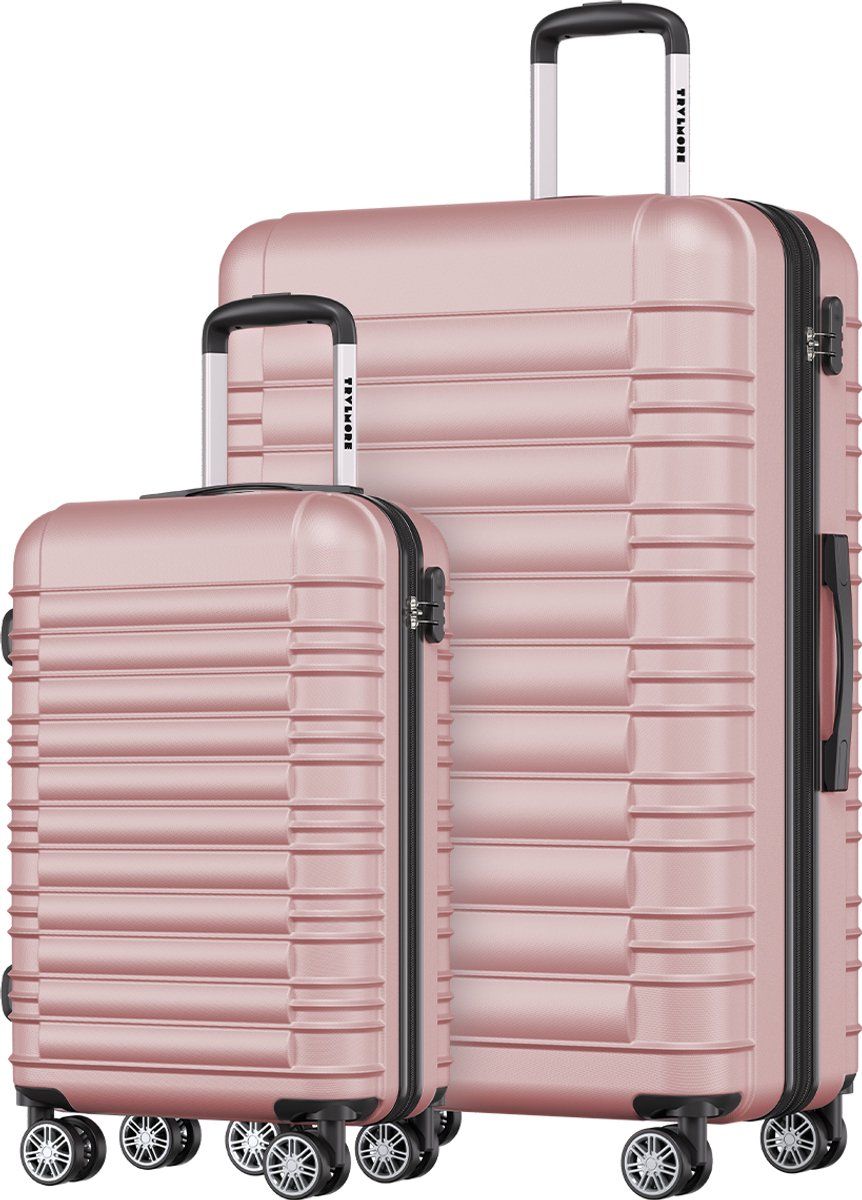 TRVLMORE Kofferset - 2 Delig - 38L Handbagage + 110L Ruimbagage - Lichtgewicht - Trolley - Reiskoffer Set - Roségoud