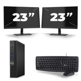 Dell Optiplex 3070 Micro USFF - Intel Core i5-9e Generatie - 8Go RAM - 256Go SSD - Windows 11 + 2x 23 inch Monitor