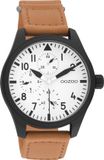 OOZOO Timpieces - Zwarte herenhorloge met oranje klittenband polsband - C11005