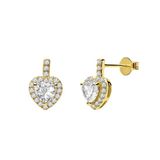 Lucardi Dames Zilveren goldplated oorknoppen hart zirkonia