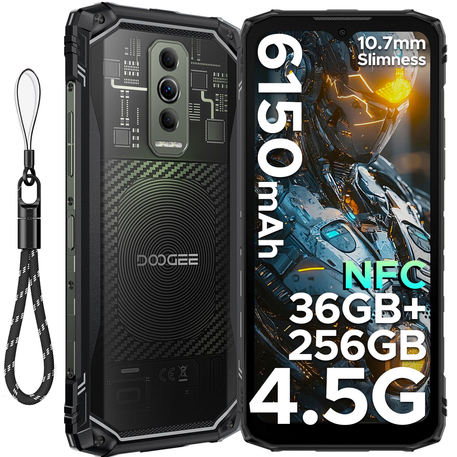 DOOGEE Blade10 Ultra Energy robuuste telefoon Gemini AI 10,7 mm ultradunne 6150 mAh batterij Android 15 Widevine L1 smartphone NFC
