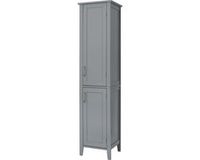Teamson Home Kolomkast - Badkamerkast - Mercer Hoge Houten Kast Met 2 Deuren en 3 Planken - Grij - 159.4 x 38.1 x 33 (cm)