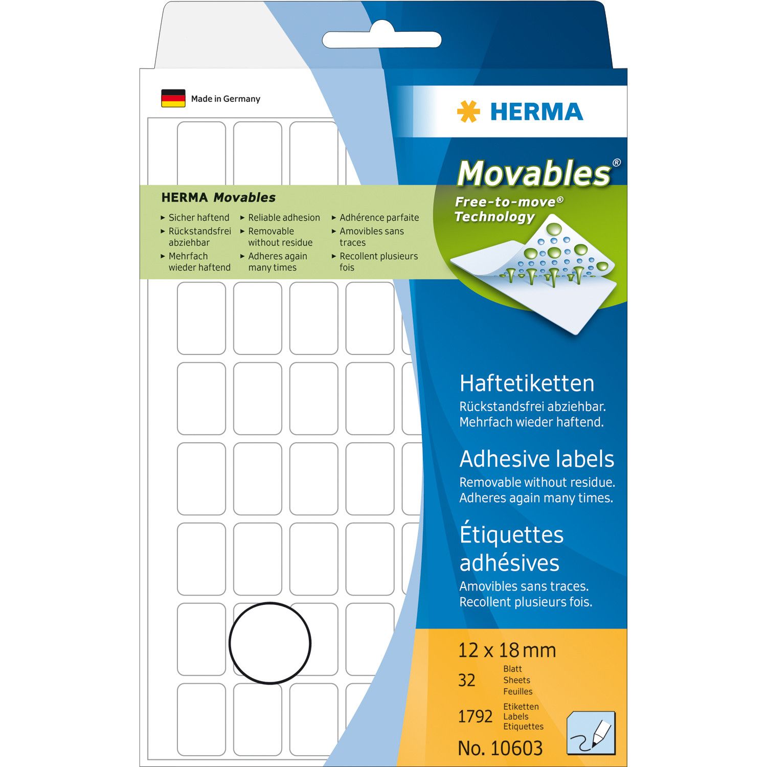 HERMA 10603 - Etiketten - wit - papier - 1,20 cm x 1,80 cm