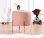Atelier Del Sofa Boheemse roze poef, 42 cm hoogte x 40 cm diepte, 50% katoen en 50% linnen, 5 cm orthopedische spons, koperen gecoate ijzeren benen, stijlvol en functioneel voor hotel en thuis