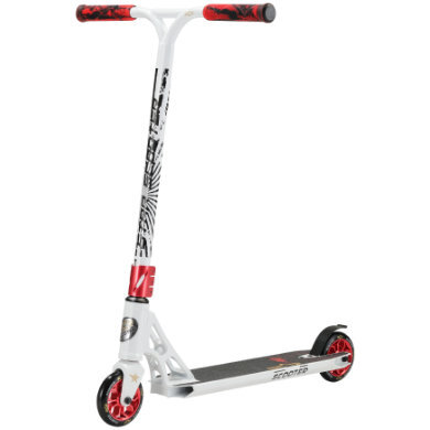 bikestar STAR- SCOOT ER® Free style Aluminium Jump Stunt Scoot er / 110mm Wielen / Wit Rood