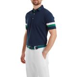 FootJoy Polo à manches courtes rayé en piqué, marine/vert/blanc