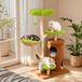 Poteau griffoir pour chat - Arbre d'escalade - Centre d'activités - 4 niveaux pour intérieur - Avec cachettes, plateaux et un point de vue - Panier en osier et plateau floral - Vert clair