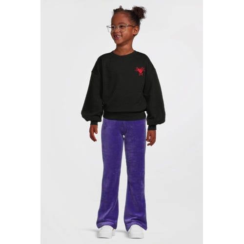 Anytime velvet flared broek paars