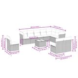 vidaXL 10-delige loungeset met kussens poly rattan grijs