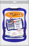 BIC Velleda Dubbelzijdig Whiteboard (21 x 31 cm) met 8 Whiteboard Stiften en Wisser - Blauw Frame, Pak van 1 Stuk