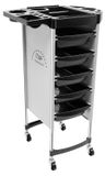 StarTech Kapsalonwagen, kapperskarretje - Rechthoekige kunststof rolwagen - 6 niveaus - 5 lades - 4 zwenkwielen - Draagvermogen van 15 kg per niveau - 36x85,5 cm - Wit