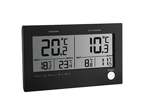 TFA 30.3048 Twin draadloze thermometer, binnen en buiten, met temperatuuralarm, incl. externe kunststof, zwart 1,7 x 13,7 x 8,3 cm, L 148 x B 57 x H 119 mm