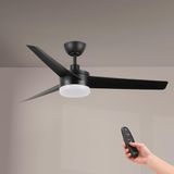 M Ledme Plafondventilator met ledlicht, Black Curve, afstandsbediening, motor DC 40 W + ledlicht 18 W, 6 snelheden, stil, 3 vleugels, 132 cm, zomer-/winterfunctie, timer. LM8813