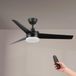M Ledme Plafondventilator met ledlicht, Black Curve, afstandsbediening, motor DC 40 W + ledlicht 18 W, 6 snelheden, stil, 3 vleugels, 132 cm, zomer-/winterfunctie, timer. LM8813