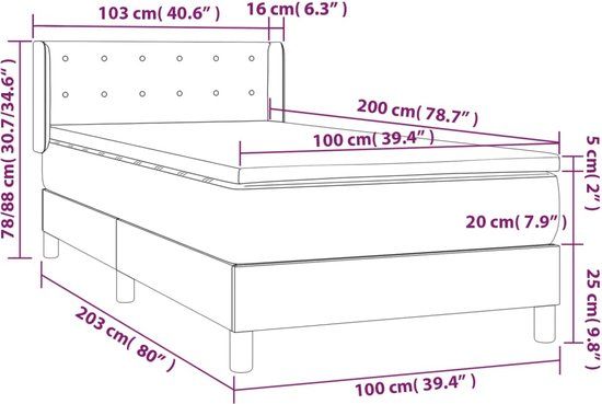 vidaXL Boxspring met matras - stof - taupe - 100x200 cm
