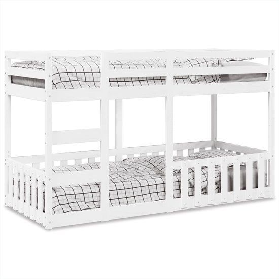 vidaXL Stapelbed - massief grenenhout - wit - 90x200 cm