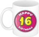 Bellatio Decorations Mok - 16 jaar - Roze - 300 ml - Keramiek