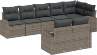 vidaXL Tuinbank Set Poly Rattan Grijs