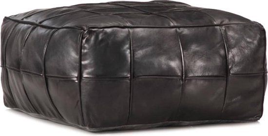 vidaXL Poef 60x60x30 cm echt geitenleer zwart