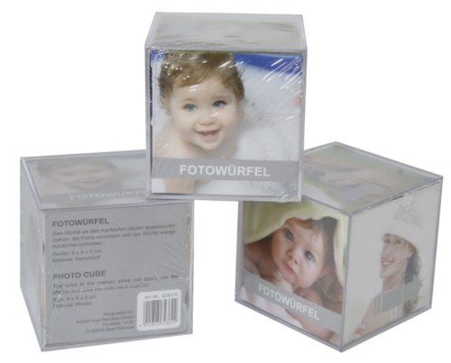 Fitsch Set van 4 fotokubussen fotolijsten 9 x 9 x 9 cm voor 6 foto's acryl fotoblokjes