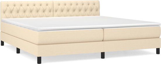 vidaXL Boxspring met matras stof crèmekleurig 200x200 cm