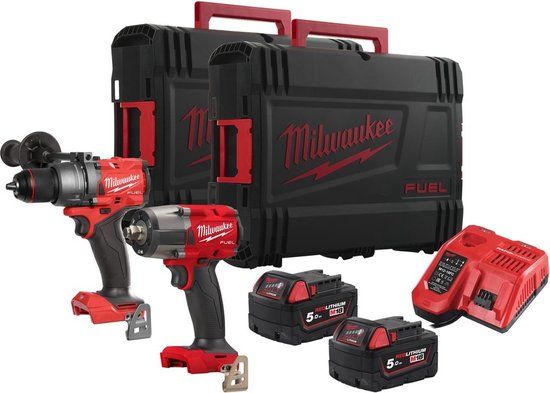 Milwaukee M18 FPP2F3-502X Powerpack - M18 FPD3 + M18 FMTIW2F12 - 18V 5.0Ah - HD Box