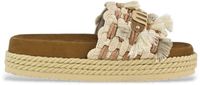 Mou Monoband Rope Sandal Fringes Slippers - Dames - Bruin - Maat 38