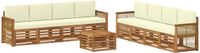 vidaXL - Bank loungeset - 8 zitplekken - Natuurlijk en crème - Acacia hout