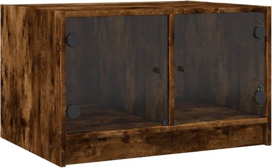 vidaXL Salontafel met glazen deuren 68x50x42 cm gerookt eikenkleurig