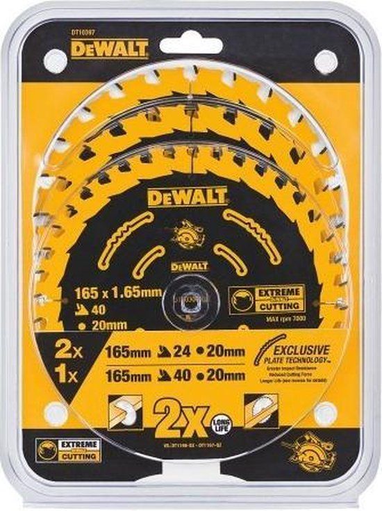 DeWalt DT10397 Constructie Cirkelzaagbladen Set - 165 mm