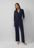 s.Oliver Navy V-neck Long Sleeve Jumpsuit for Women - Size 36