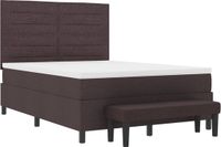 vidaXL Boxspring Bed met Kussen Donkerbruin 140 x 190 cm Stof