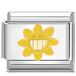 Quiges - 9mm Schakel Bedel - Lachende Zon Bloem - Geel Staal - Unisex