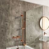 Hudson Reed Ensemble de douche - Mitigeur de douche thermostatique avec douchette et barre de glissière - Cuivre satiné | Elsie