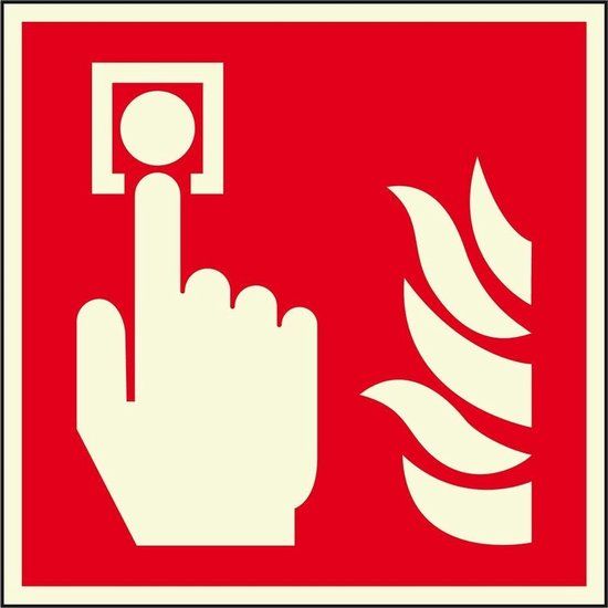 Lichtgevend brandmelder bord - aluminium - 200 x 200 mm - F005