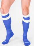 Barcode Berlin Chaussettes de football bleues / blanches - Taille S/M