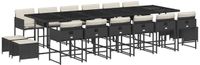 vidaXL 17-delige Tuinset met Kussens, Zwart, Polyrattan