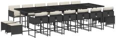 vidaXL 17-delige Tuinset met Kussens, Zwart, Polyrattan