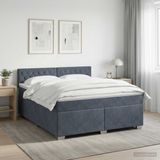 vidaXL Boxspringbed met matras en LED-verlichting, donkergrijs, 160 x 200 cm, fluweel