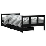 VidaXL Cadre de lit pour enfant avec tiroirs 90x200 cm bois de pin massif noir