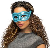 Boland - Masker Venice sequins turquoise Blauw - Volwassenen - Showgirl - Glamour - Carnaval accessoire - Venetiaans masker