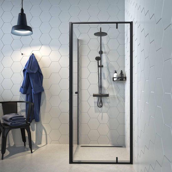 Sealskin Contour Draaideur Douchecabine - 90x90x200cm - Zwart - Helder Glas
