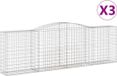vidaXL Gabions 3 pieces curved 400x50x120/140 cm métal argent