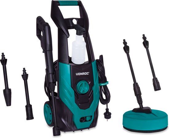 VONROC Hogedrukreiniger V14-2 - 1400W - 110 bar - Incl. 5m slang, terrasreiniger en meer