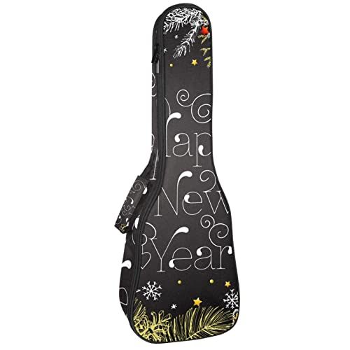 Mersov Concert Ukelele Rugzak, Heavy Duty Ukulele Case Bag met Opslag, Sopraan Concert Tenor Ukelele 10MM Gewatteerde BagBlack SheepsHappy Nieuwjaar Op Blackboard