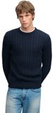 Superdry - Cable Knit Trui Heren - Katoen - Lange Mouw - Ronde Hals - Regular Fit - XXL - Eclipse Navy