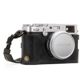 MegaGear MG1281 Ever Ready Echt lederen camera-halve tas met draagriem, compatibel met Fujifilm X100F, Zwart