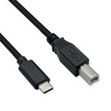 ROLINE USB 2.0 kabel type C, C - B, St/St, zwart, 3 m