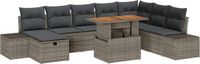 vidaXL Tuinbank Set 9-delig Grijs Polyrattan