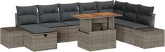 vidaXL Tuinbank Set 9-delig Grijs Polyrattan